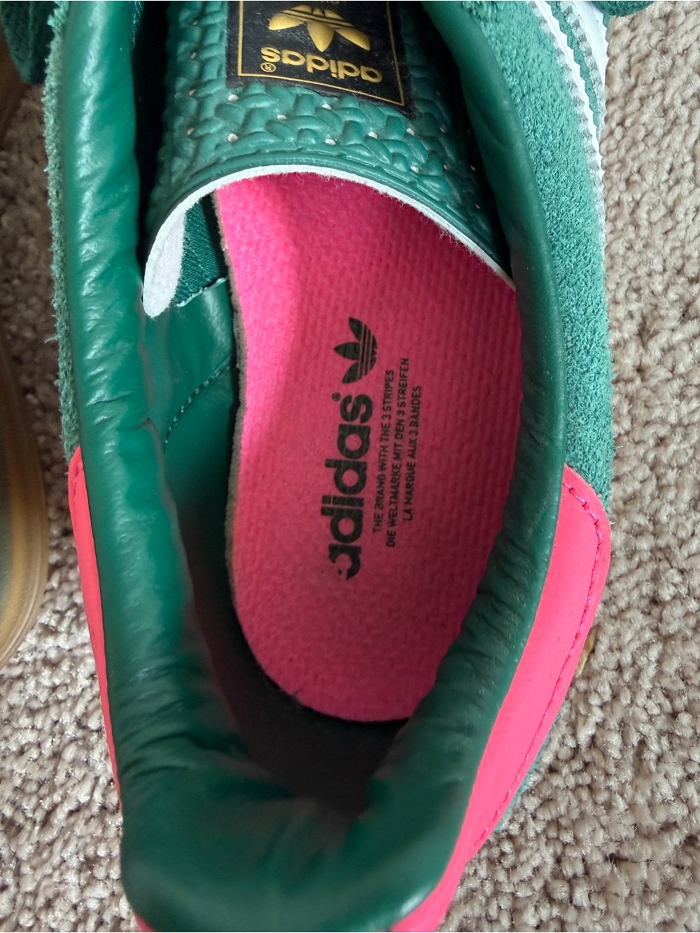 adidas Gazelle Green White Pink Suede Sneakers - Picture 11 of 15